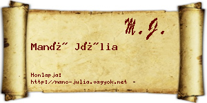 Manó Júlia névjegykártya